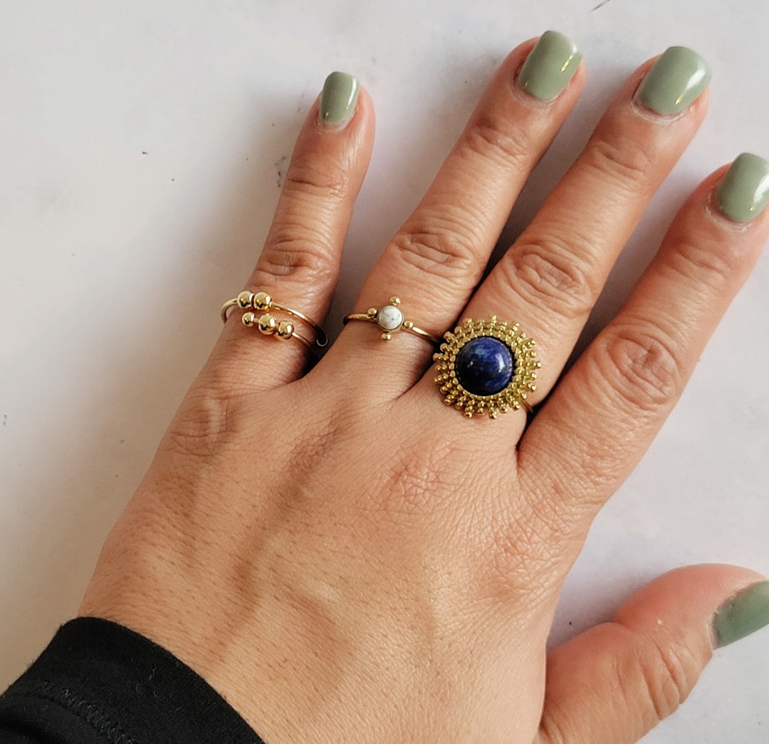 VINTAGE BLUE AGATE STONE RING