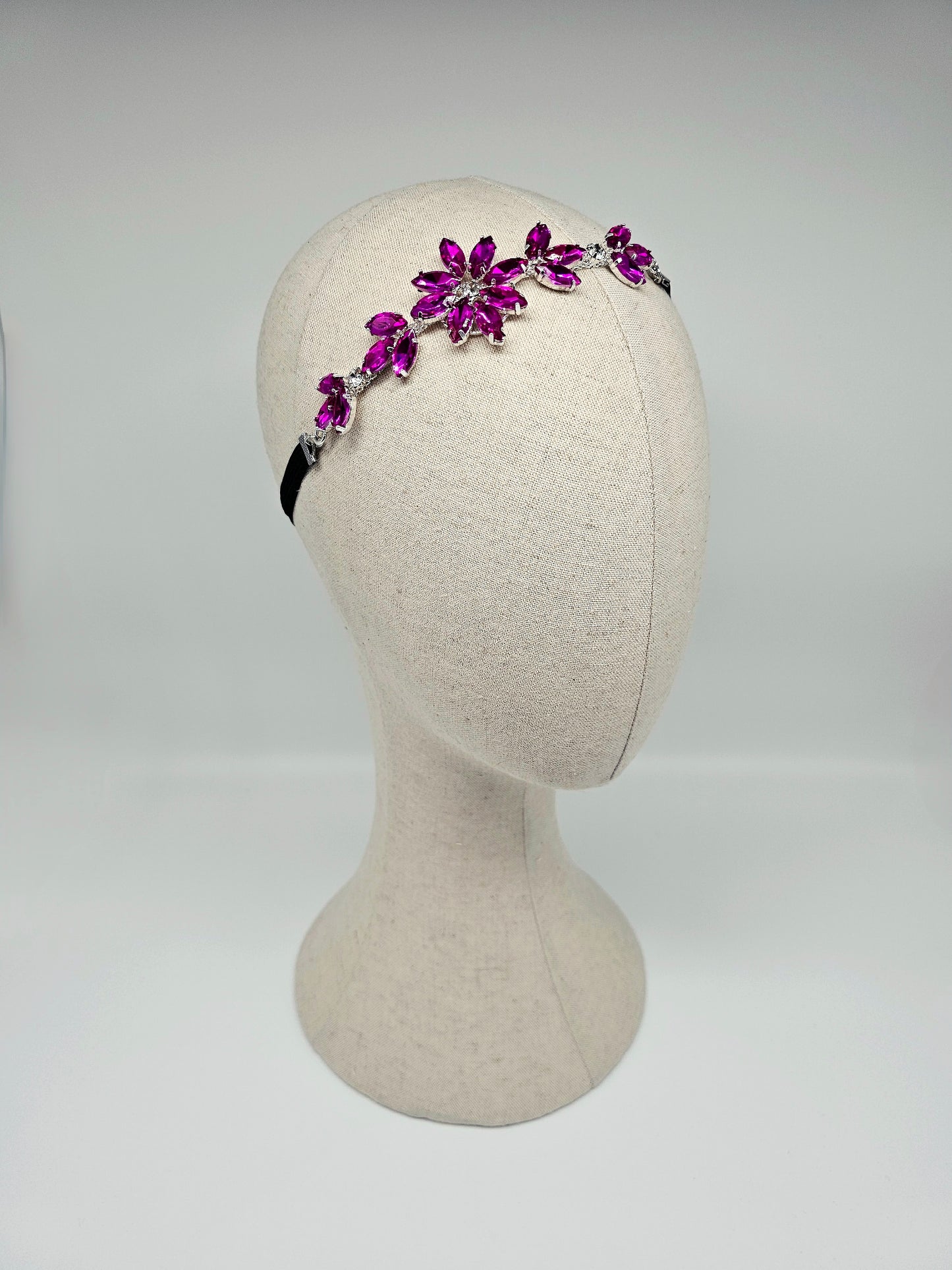 Rhinestone Adjustable Headband- Magenta