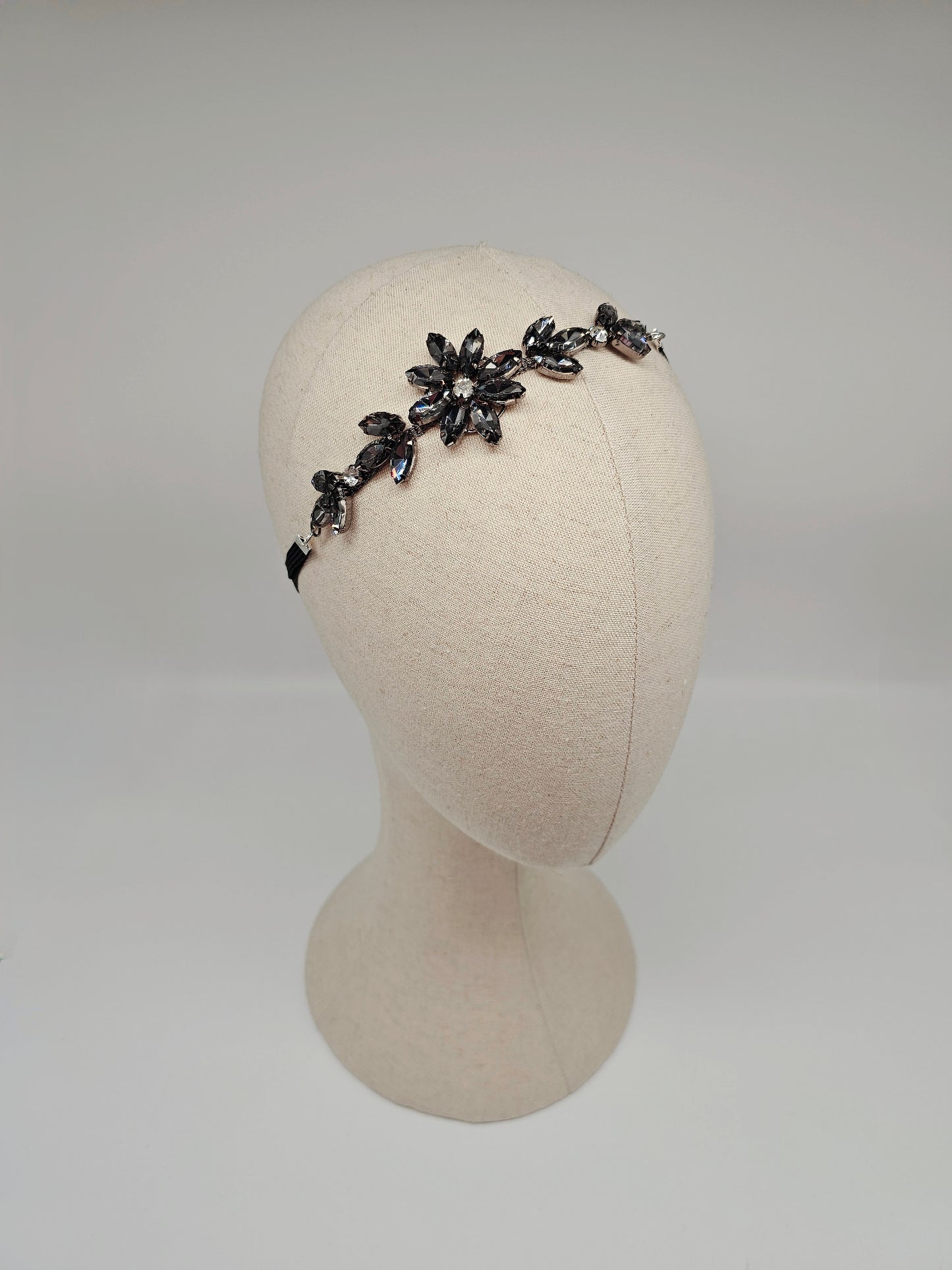 Rhinestone Adjustable Headband-Onyx