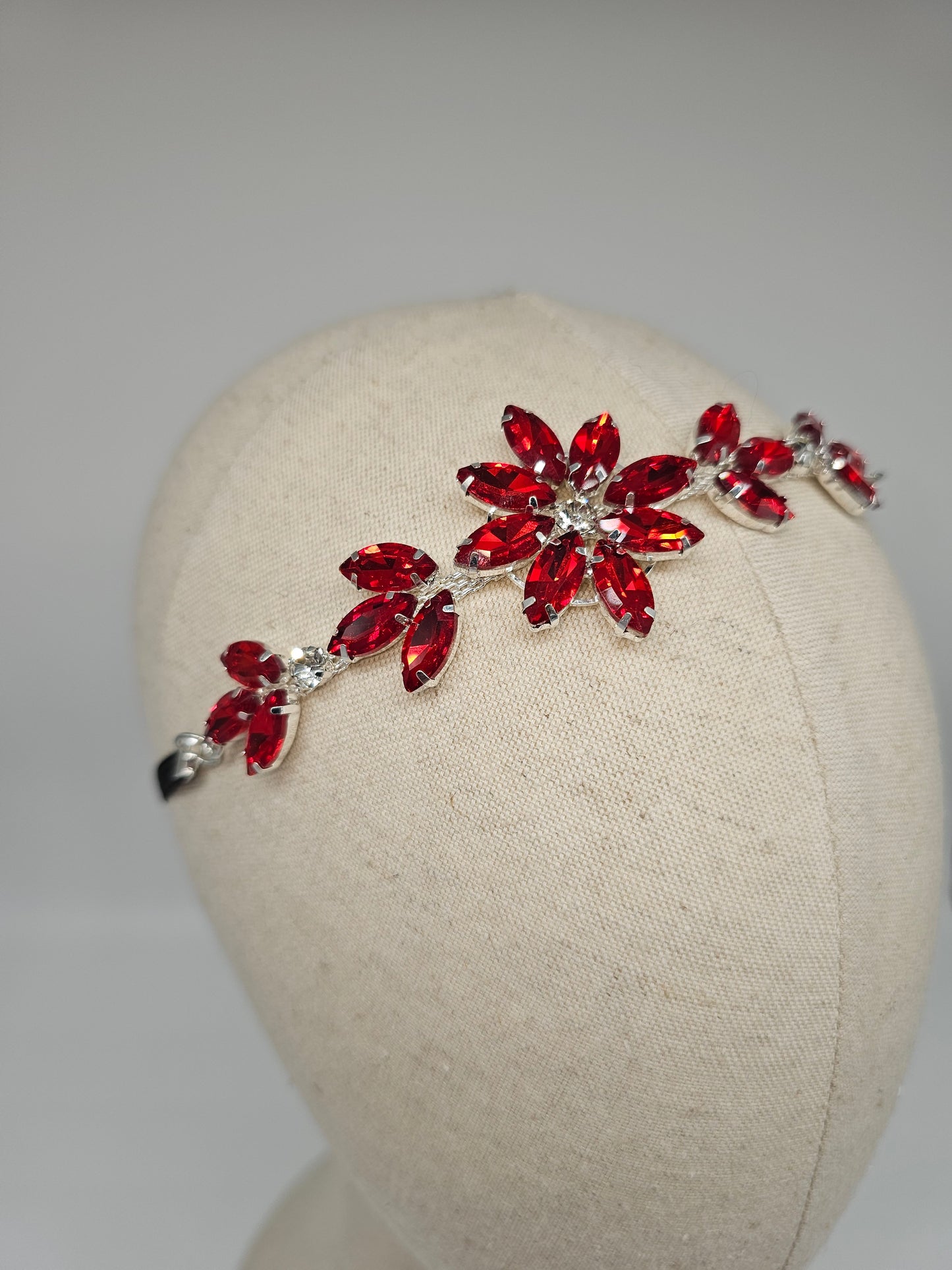 Rhinestone Adjustable Headband-Red