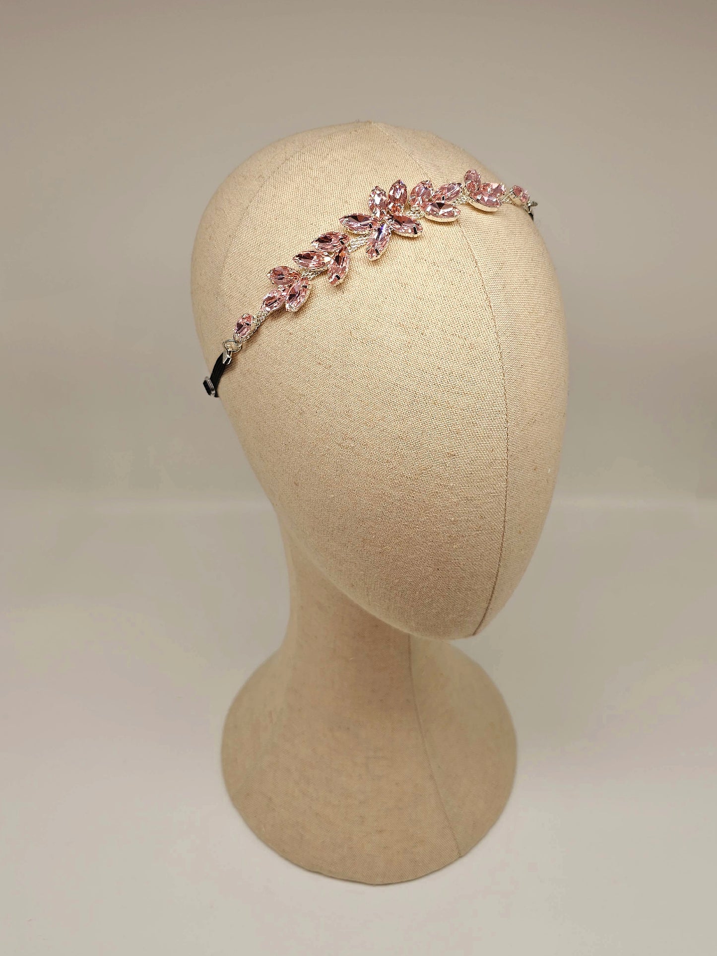 Rhinestone Adjustable Headband- Blush