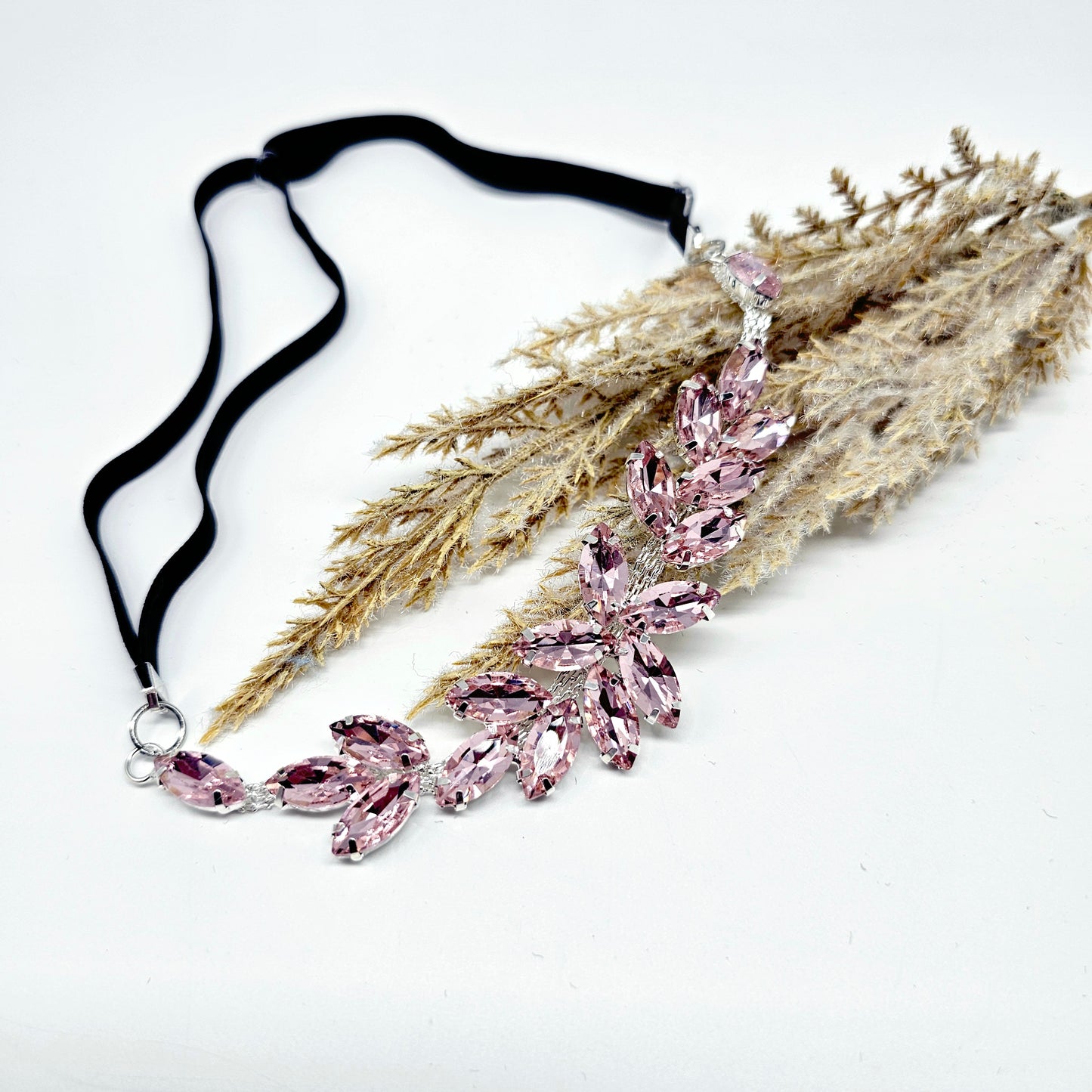 Rhinestone Adjustable Headband- Blush