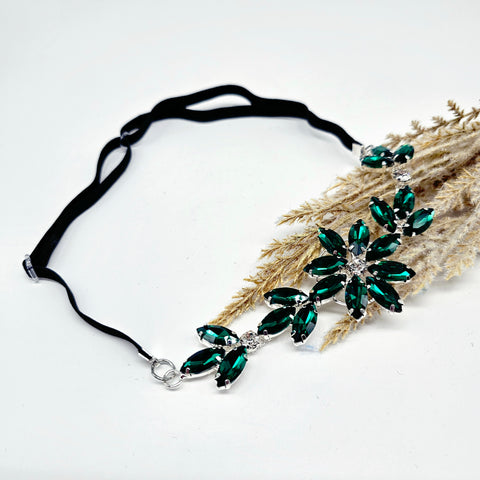 Rhinestone Adjustable Headband-Emerald