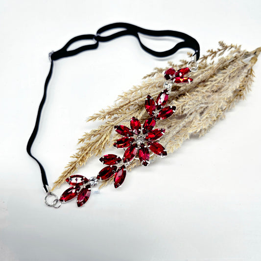Rhinestone Adjustable Headband-Red