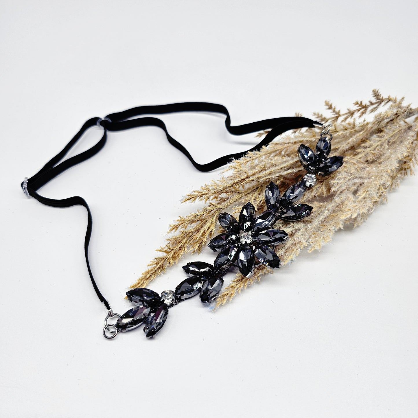 Rhinestone Adjustable Headband-Onyx