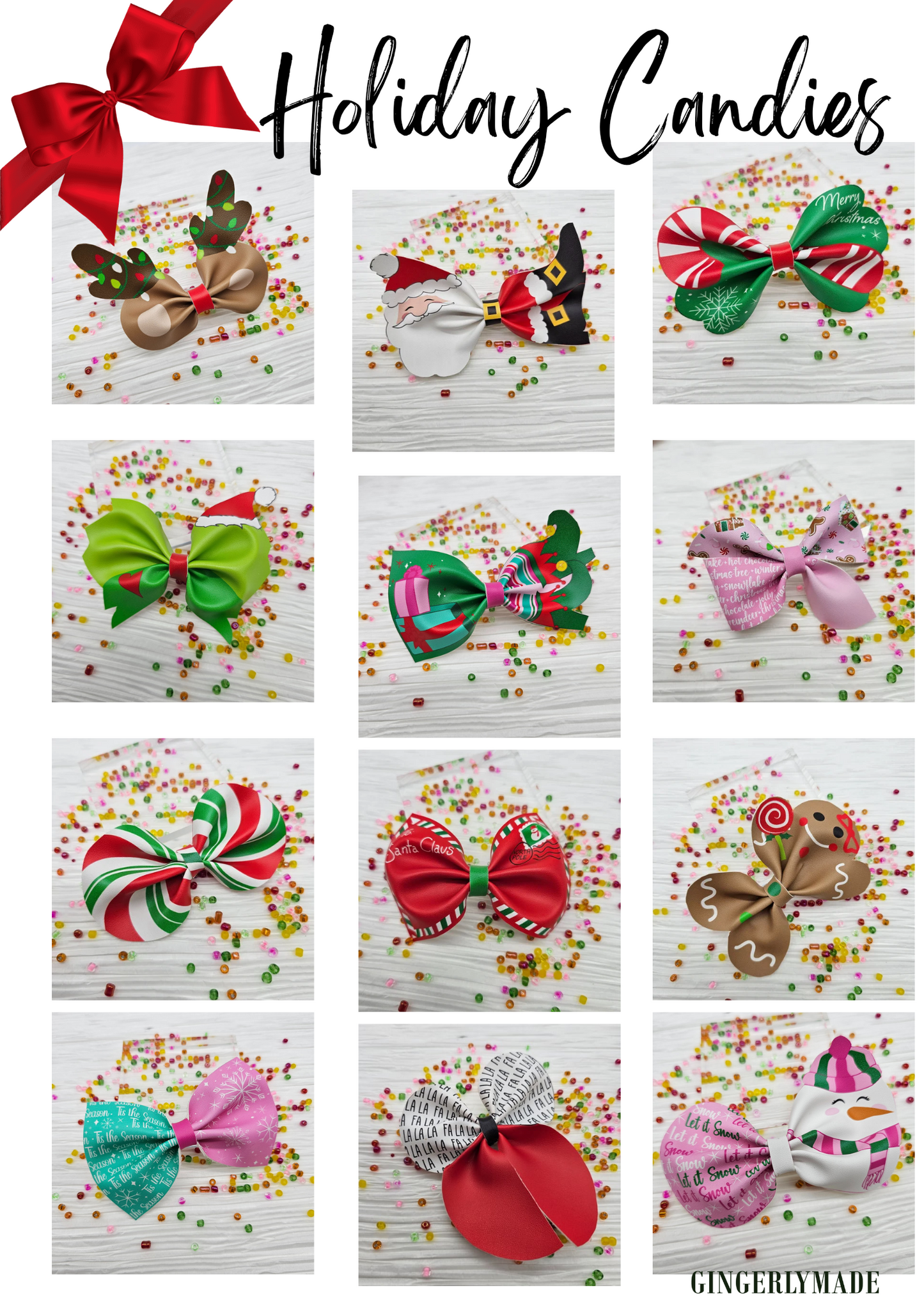 Christmas Faux Leather Clips