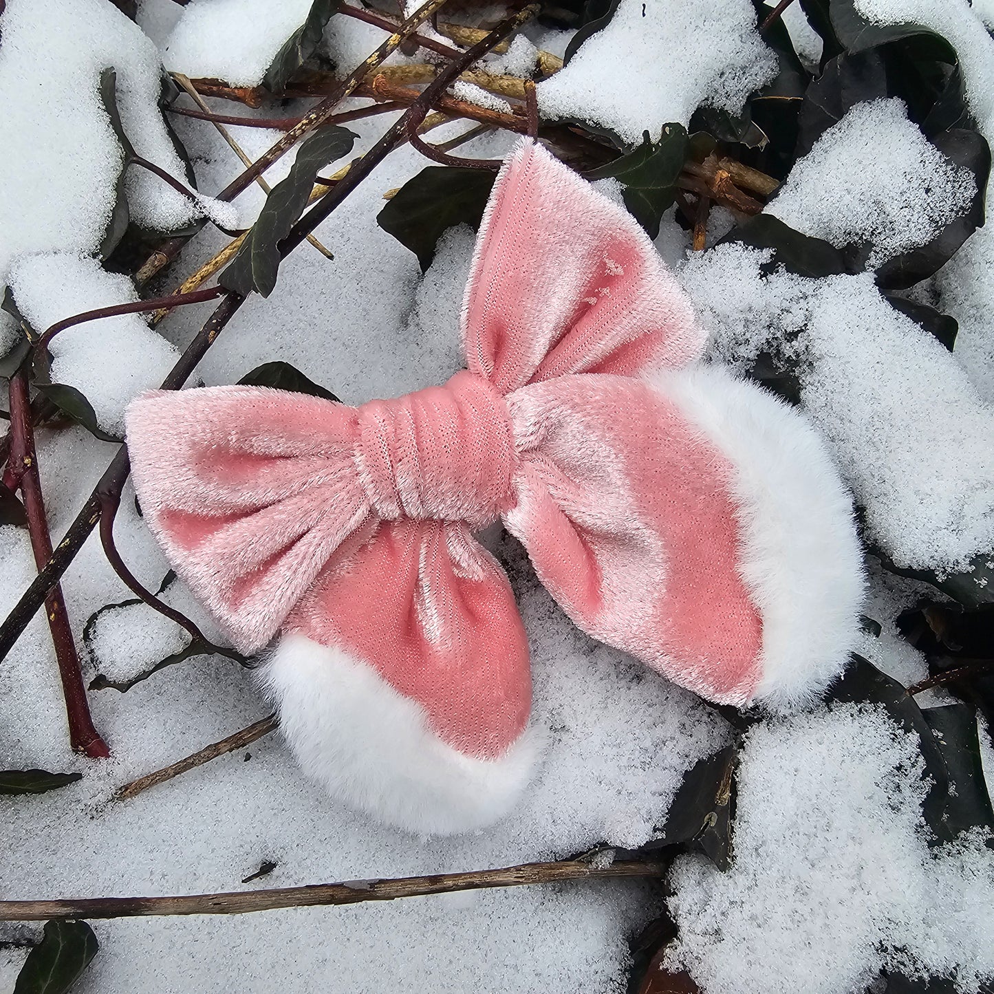 Winter Fur Trimmed Velvet Bow