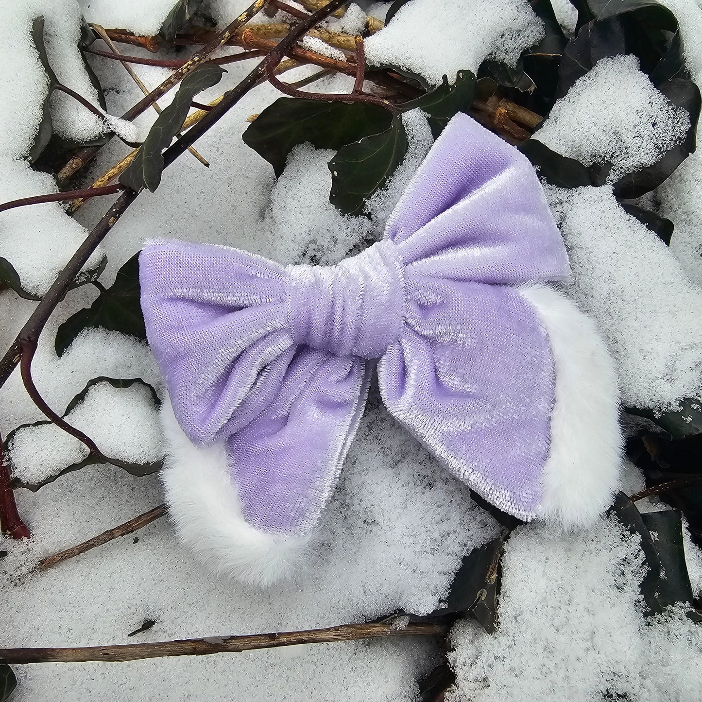 Winter Fur Trimmed Velvet Bow