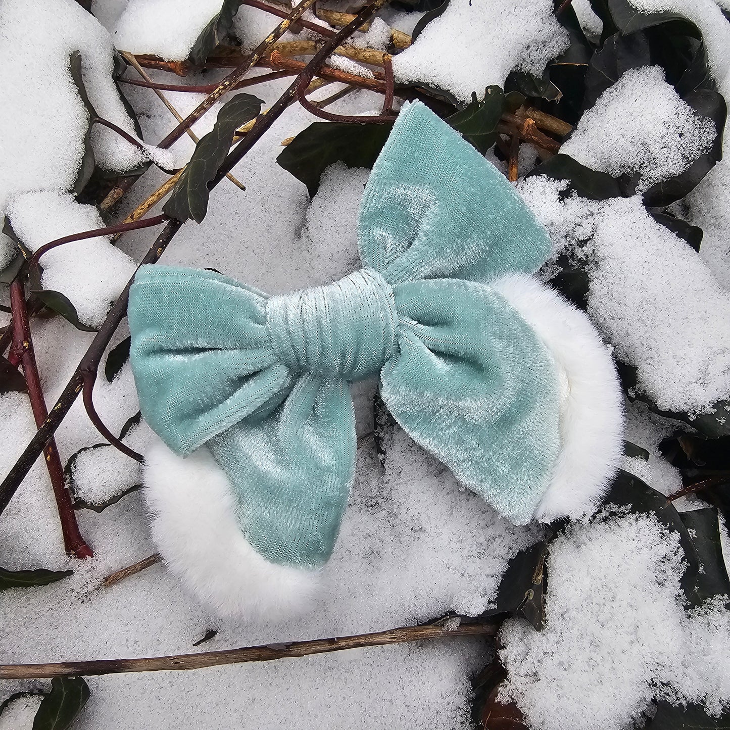 Winter Fur Trimmed Velvet Bow