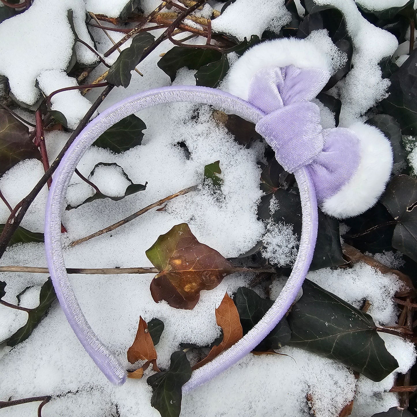 Fur Trimmed Velvet Knotted Bow Headband