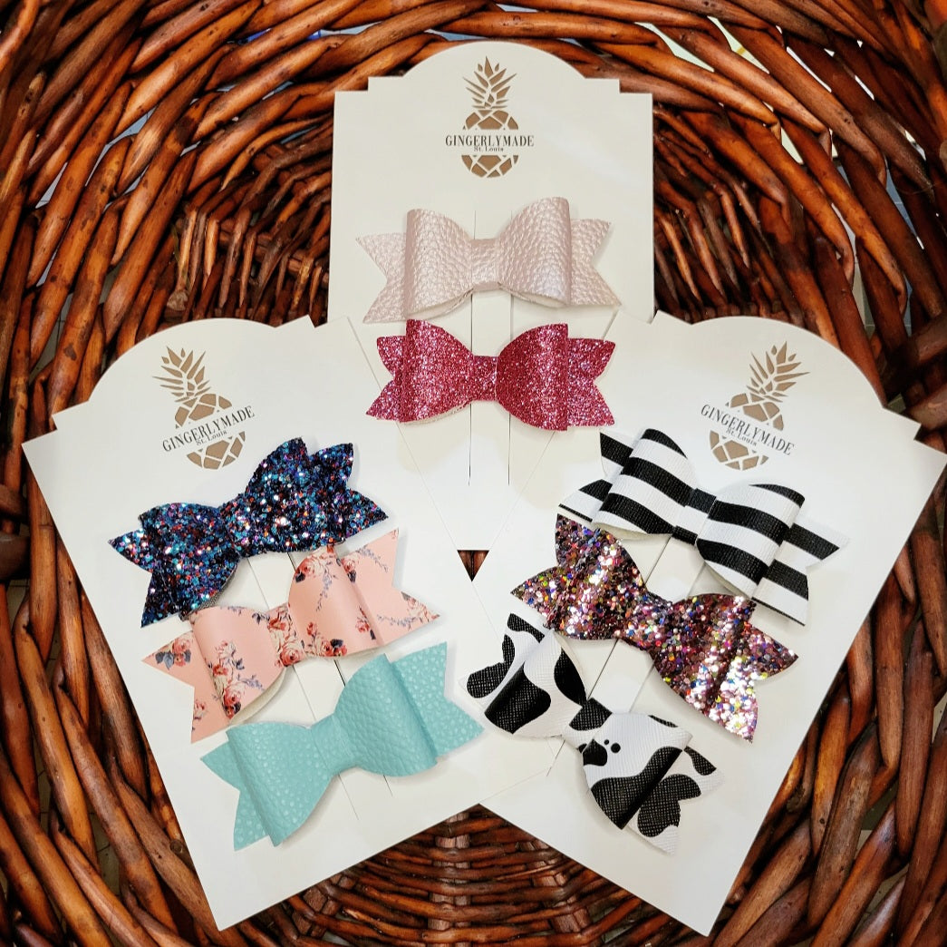 Faux Leather Hairbows
