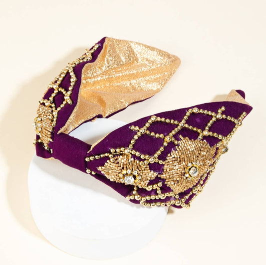 PLUM EMBELLISHED HEADBAND