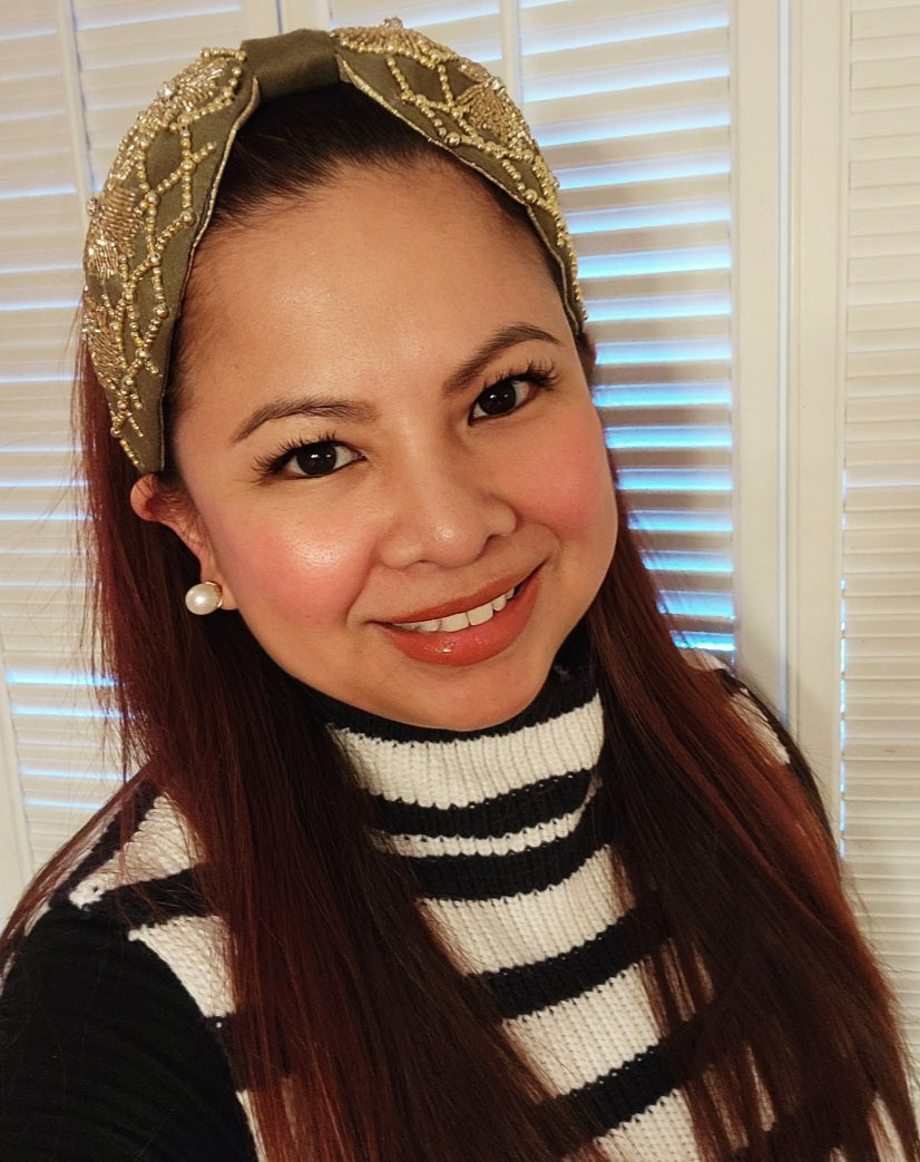 OLIVE EMBELLISHED HEADBAND