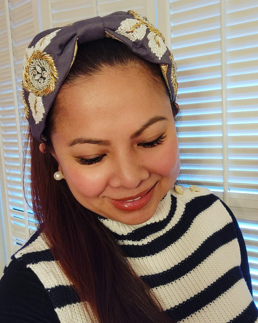 GREY EMBELLISHED HEADBAND