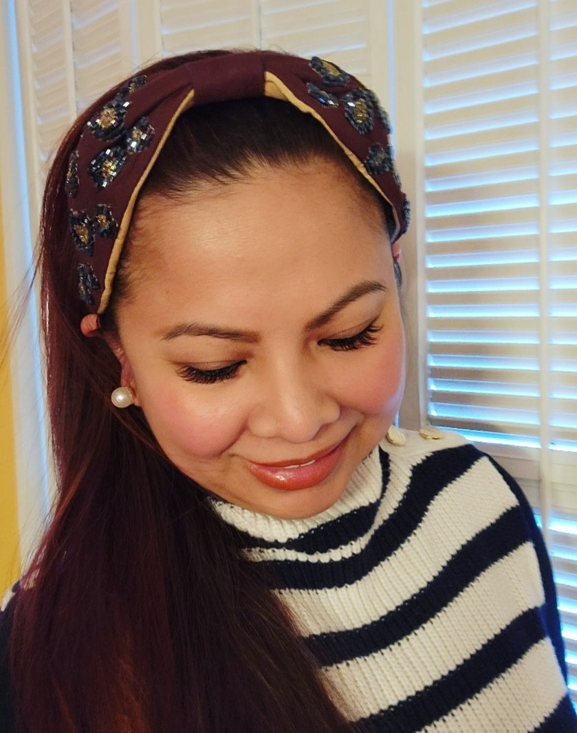 BROWN EMBELLISHED HEADBAND